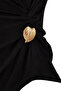 Siyah Fitted/Vücuda Oturan Kayık Yaka Aksesuar Detaylı Yumuşak Örme Bluz TWOSS26BZ00221 - 6