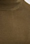 Men's Standard Fit Regular Cut Half Turtleneck Plain Khaki Knitwear Sweater - 5