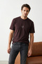 Koyu Kahverengi Regular/Normal Kesim Kurt Nakışlı %100 T-Shirt TMNSS24TS00056 - 2