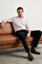 Bordo*001 Slim Fit Düğmeli Yaka İnce Çizgili Gömlek TMNSS20GO0092 - 2