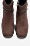 Wern Brown Suede Belt Buckle Detailed Women's Thick Heeled Boots - 2