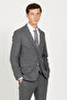 Men's Dark Gray Slim Fit Slim Fit Swallow Collar Striped Suit