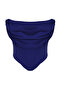 Saks Crop Astarlı Korse Detaylı Örme Büstiyer TPRSS23BS00006 - 7