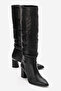 120 Black Skin Gusseted Women's Thick Heeled Boots