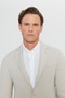 Men's Beige Slim Fit Slim Fit Mono Collar Striped Seersucker Patterned Flexible Suit with Pocket Pockets - 5