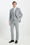 Men's Gray Woolen Slim Fit Slim Fit Mono Collar Diagonal Patterned Cover Pocket Vest Suit - 5