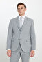 Men's Gray Woolen Slim Fit Slim Fit Mono Collar Diagonal Patterned Cover Pocket Vest Suit