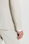 Men's Beige Slim Fit Slim Fit Mono Collar Striped Seersucker Patterned Flexible Suit with Pocket Pockets - 7