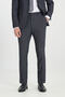 Men's Navy Blue-White Wool Slim Fit Slim Fit Swallow Collar Print Cover Pocket Suit - 5