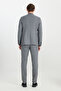Men's Gray Wool Slim Fit Slim Fit Mono Collar Waist Tie Bag Pocket Suit - 8