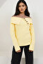 Yellow Madonna Collar Button Accessory Knitwear Blouse Alc-X14673 - 3