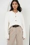 Ecru Crew Neck Soft Textured Knitwear Cardigan Alc-X14855