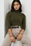 Khaki Turtleneck Wool Blend Knitwear Sweater Alc-X14851 - 2