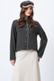 Dark Brown Hakim Collar Shepherd Stitched Cardigan Alc-X14726