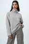 Women's Gray Turtleneck Wide Cut Knitwear Blouse Alc-X14708 - 4