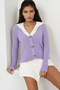 Women's Lilac Fur Collar Knitwear Cardigan Alc-X14869 - 2