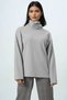 Women's Gray Turtleneck Wide Cut Knitwear Blouse Alc-X14708 - 3