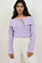 Lila Madonna Collar Button Accessory Knitwear Blouse Alc-X14673 - 3