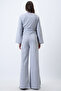 Gray Double-Breasted Tie-Down Blouse Slit-Pants Double Knitted Set Alc-X12498 - 6