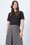 Women's Bitter Brown Crew Neck Pearls Knitwear Blouse Alc-X14637 - 4
