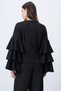 Women's Black Crew Neck Flared Sleeve Crepe Blouse Alc-X14714 - 8