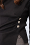 Women's Bitter Brown Crew Neck Gold Button and Drape Detail Ottoban Blouse Alc-X14716 - 7