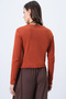 Women's Tile Pattern Crew Neck Gold Button and Drape Detail Ottoban Blouse Alc-X14716 - 7