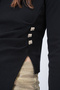 Women's Black Crew Neck Gold Button and Drape Detail Ottoban Blouse Alc-X14716 - 6