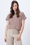 Women's Beige Mock Neck Half Sleeve Knitwear Blouse Alc-X14628 - 2