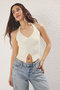 Ekru Boyundan Askılı İnce Triko Bluz TWOSS25BZ00327 - 2