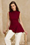 Bordo Asimetrik Godeli Dik Yaka Dokuma Bluz TWOSS26BZ00085 - 6