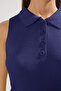 Lacivert Polo Yaka Fitilli Triko İnce Bluz TWOSS25BZ00331 - 3