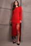 Women's Red Crew Neck Zippered Belted Maxi Dress Alc-X15009 - 5