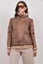 Women's Brown Fur Lined Faux Leather Jacket Alc-X14971 - 2