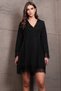 Women's Black V-Neck Mini Dress with Guipure Detail on Cuffs and Skirt Alc-X15021 - 3