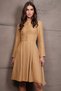 Women's Dark Beige Pearl Button Skirt Pleated Midi Length Tweed Dress Alc-X14981 - 7