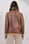 Women's Brown Fur Lined Faux Leather Jacket Alc-X14971 - 8
