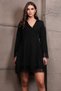 Women's Black V-Neck Mini Dress with Guipure Detail on Cuffs and Skirt Alc-X15021 - 2