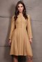 Women's Dark Beige Pearl Button Skirt Pleated Midi Length Tweed Dress Alc-X14981 - 5