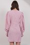 Women's Powder Pink Wide Neckline Drape Detail Polka Dot Midi Length Dress Alc-X15002 - 6
