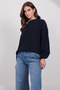 Women's Navy Blue Half Turtleneck Oversized Knitwear Sweater Alc-X14942 - 3