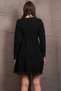 Women's Black V-Neck Mini Dress with Guipure Detail on Cuffs and Skirt Alc-X15021 - 6