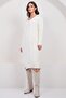 Women's Ecru V-Neck Midi Length Knitwear Dress Alc-X14973 - 2