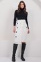 Women's White Striped Wrap Cut Ornamental Pocket Unlined Midi Skirt Alc-X14982 - 2