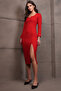 Women's Red Square Neck Backless Maxi Length Slit Dress Alc-X15003 - 3