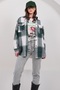 Women's Green Leather Back Tassel Pocket Lumberjack Shirt Jacket Alc-X14995 - 3