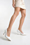 Special Series White Croco Design Pointed Toe Stiletto Heeled Shoes - 4