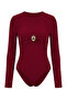 Bordo Aksesuar Detaylı Büzgülü Alttan Çıtçıtlı Party Body TPRSS26BD00006 - 5