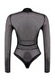 Black Tulle Cowl Neck Snap-Button Party Bodysuit TPRSS26BD00002 - 6
