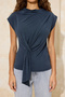 More Sustainable Anthracite Fitted Mock Neck Sleeveless Belted Modal Knitted Blouse Twoss26Bz00179 - 4